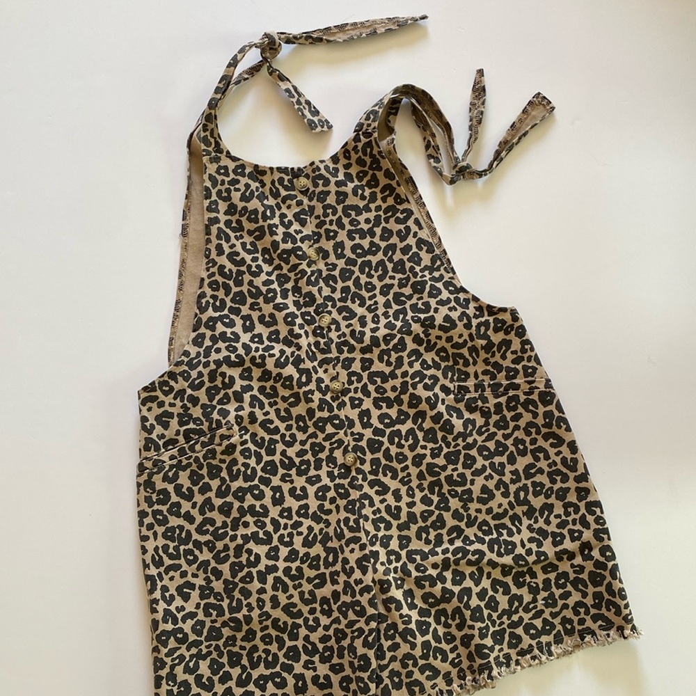 Leopard Print Overall Romper - image 1